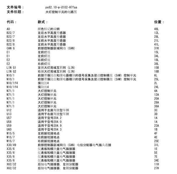 2011年奔驰C200大灯电路图