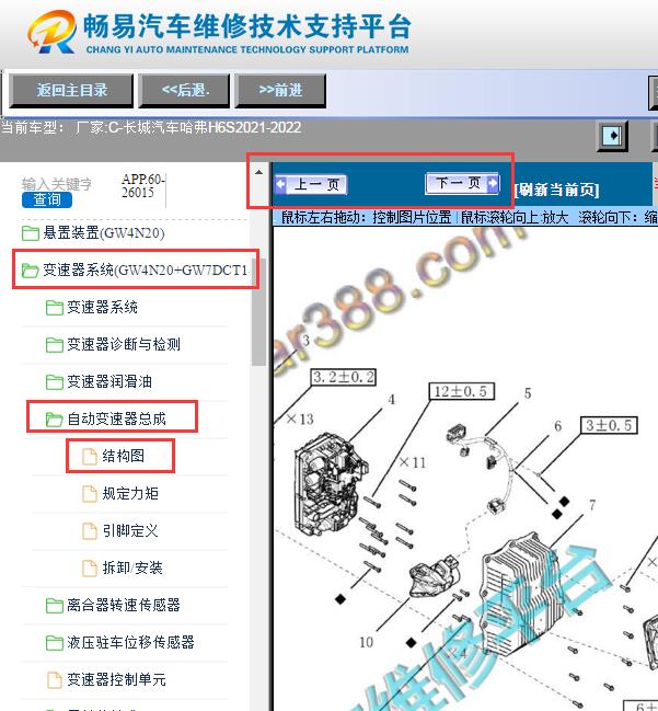 2022年哈弗H6S  变速箱内部结构图