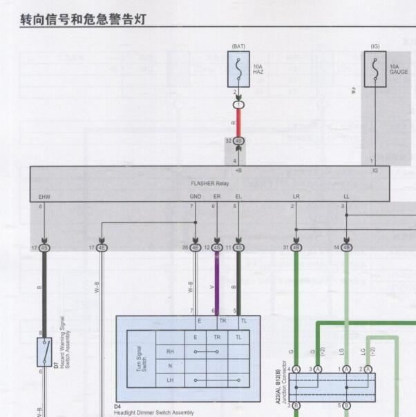 2008年丰田威驰转向灯电路图