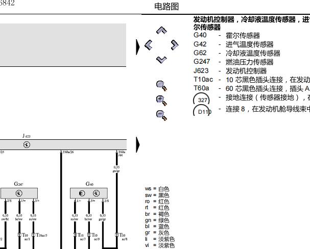 2010年奥迪A6发动机电路图