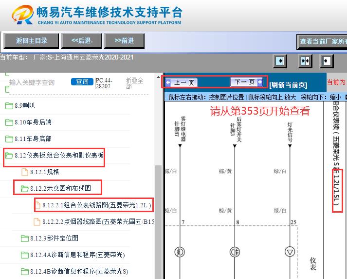 2020-2021年五菱荣光仪表电路图