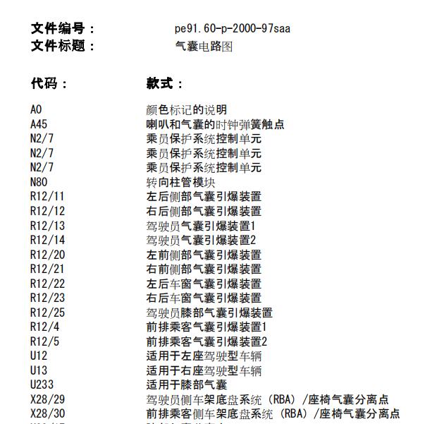 2010年奔驰S300气囊电路图