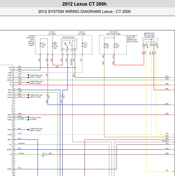 2012年雷克萨斯CT200h 5ZR发动机电路图