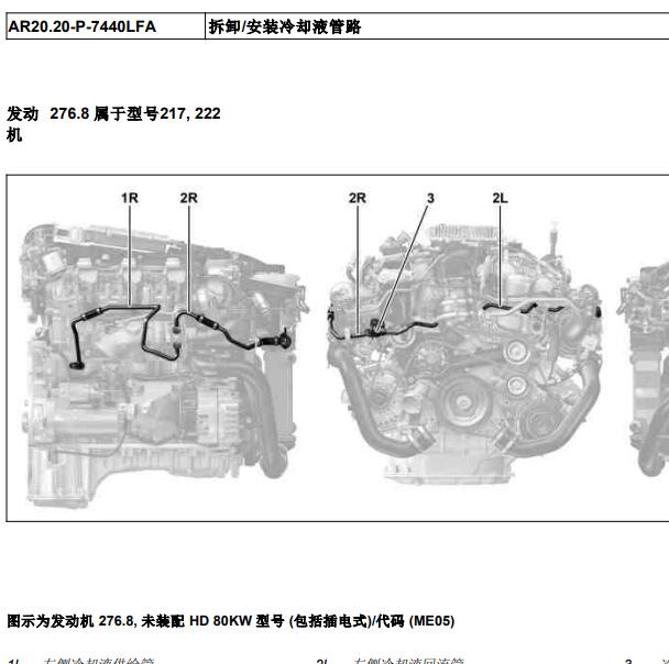 2014年奔驰S400冷却液管路资料.