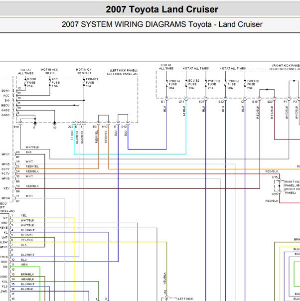2007年丰田酷路泽车窗电路图