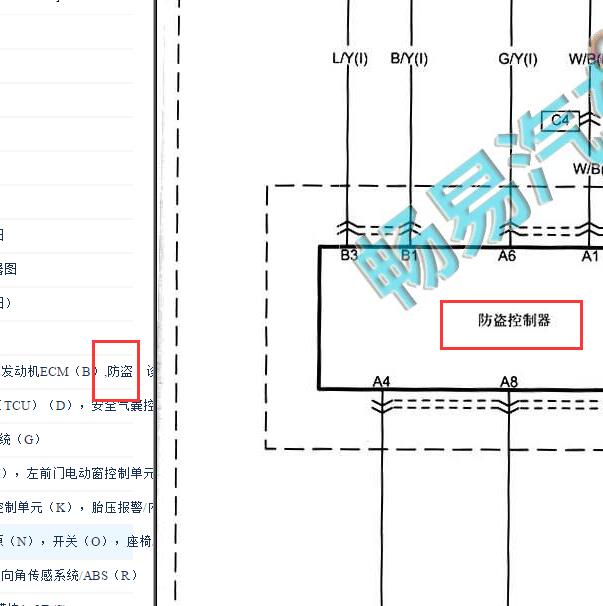 2014年 奔腾B70 防盗控制器电路图