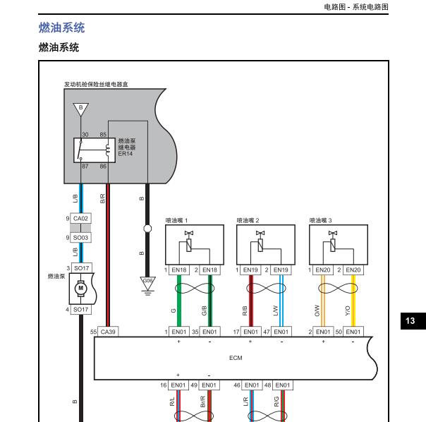 2018年猎豹迈途发动机喷油嘴电路图