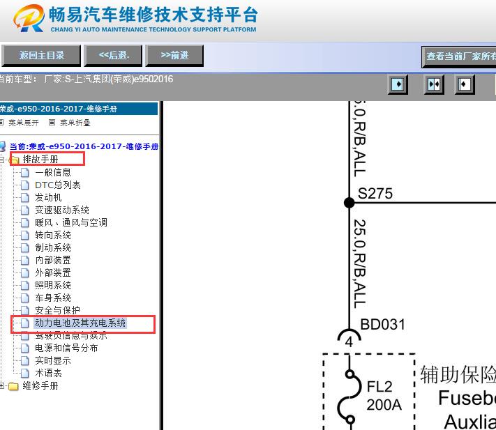 2016年荣威E950动力电池系统电路图