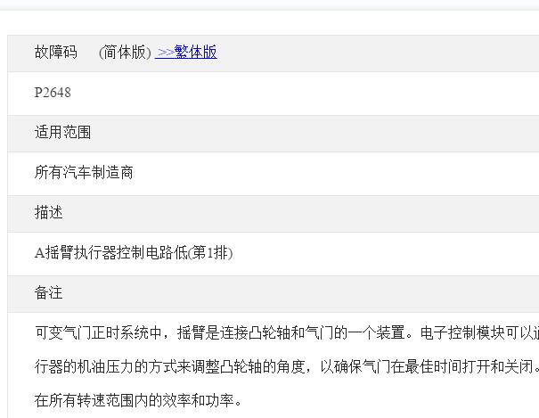 通用故障码P2648说明
