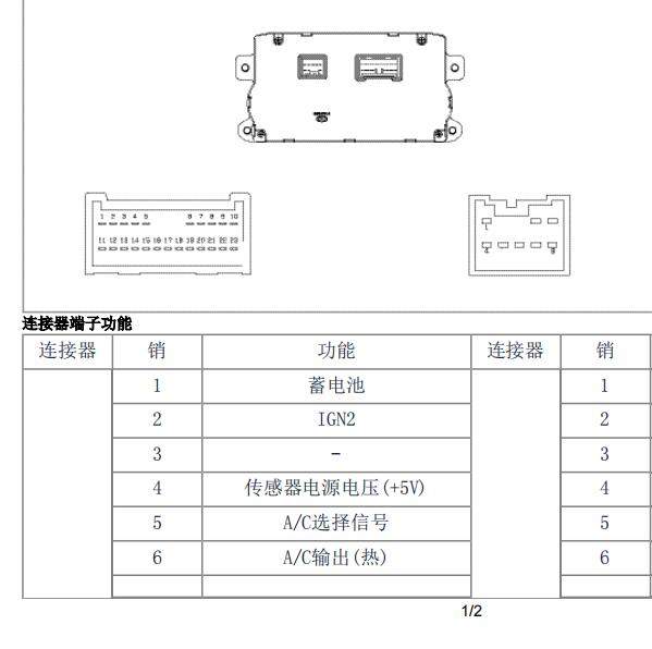 2009年现代维克拉斯空调针脚