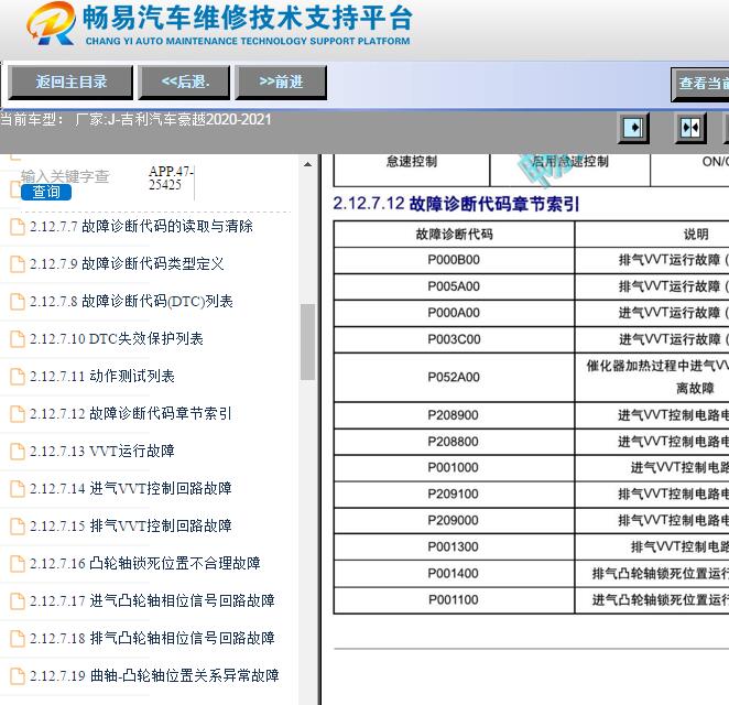 2020-2021年吉利豪越发动机故障码资料