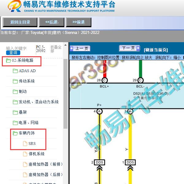 2021-2022年Toyota(丰田)-塞纳（Sienna）气囊电路图