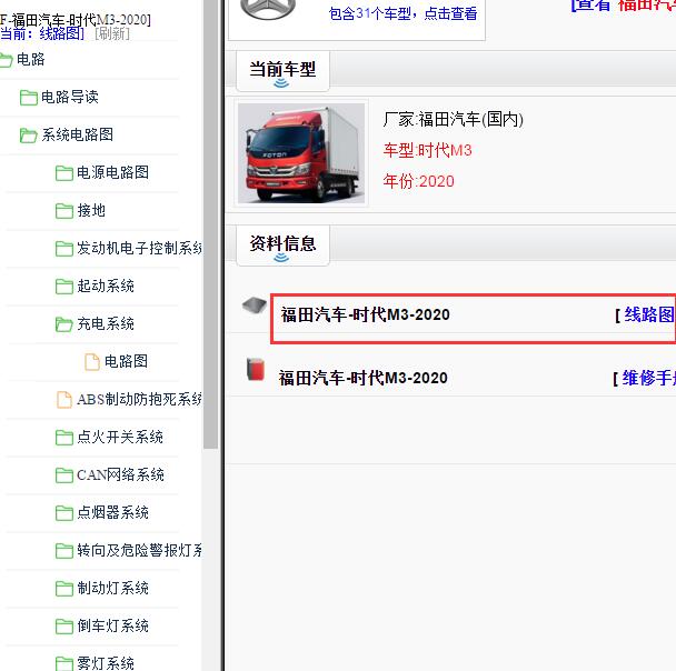 2020年福田时代M3 全车电路图