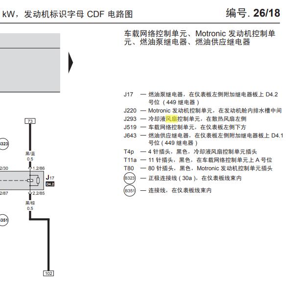 大众CDF发动机冷却风扇电路图