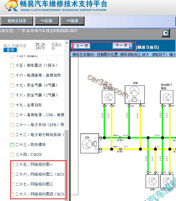 2020-2021年奇瑞捷途X95网络通讯电路图
