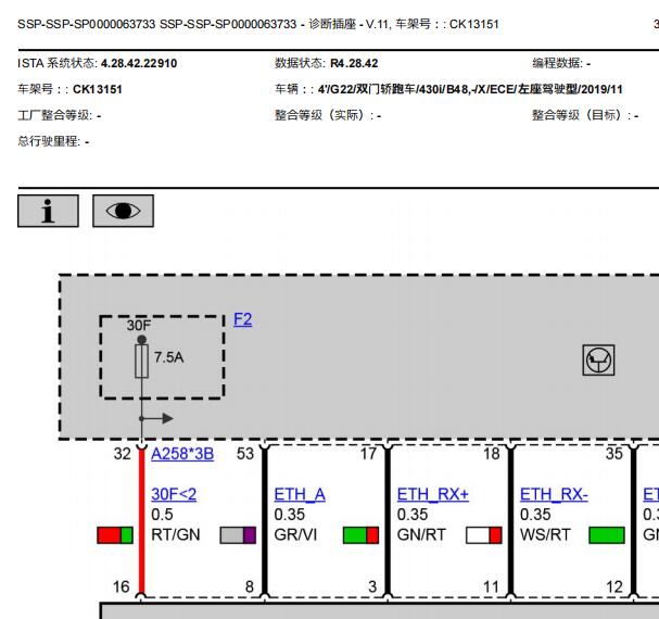 2022年宝马430 OBD电路图和保险丝布置