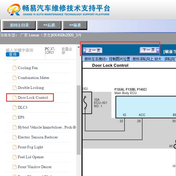2009年雷克萨斯RX450H  中控电路图