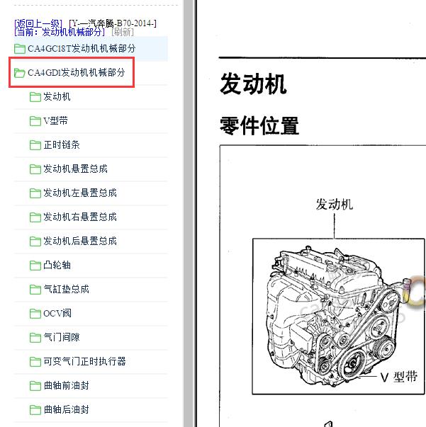 2014年奔腾B70 CA4GD1发动机维修手册