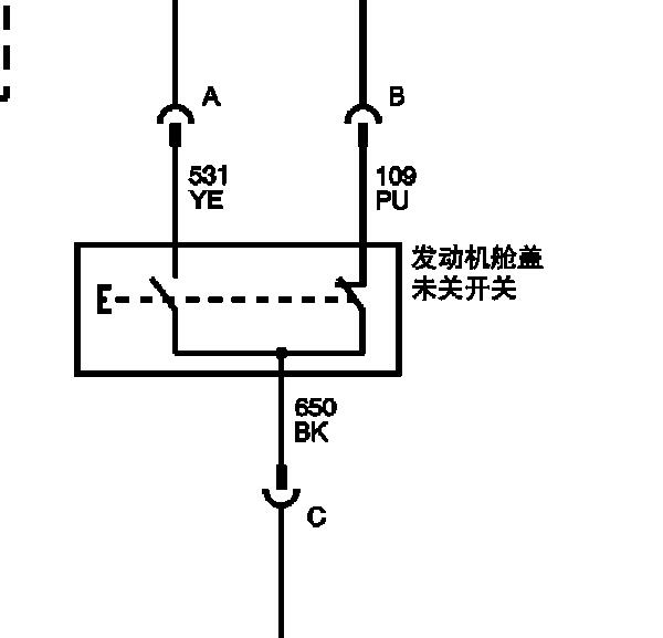 2011年凯迪拉克CTS发动机引擎盖3线电路图