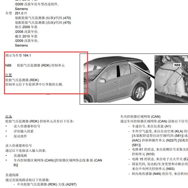2008年奔驰GL350 胎压模块位置