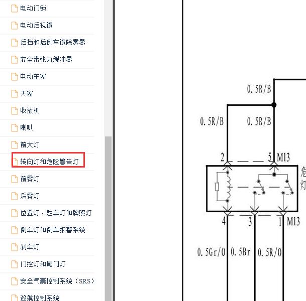 2009年江淮瑞风转向灯电路图