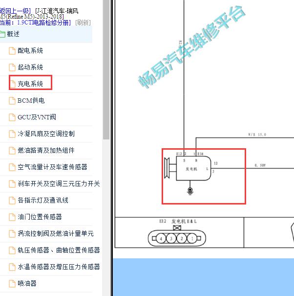 2013-2018年瑞风M5 1.9柴油版发电机电路图