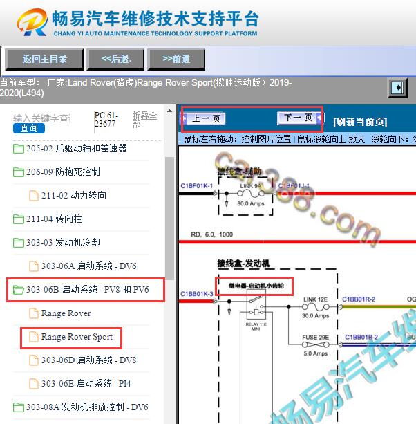 2019-2020年路虎揽胜运动版起动机继电器电路图