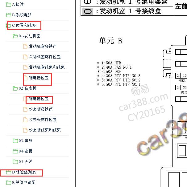 2018年丰田CHR 保险继电器资料