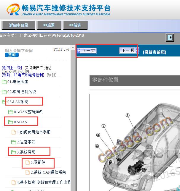 2018-2019年日产途达网络通讯系统部件位置