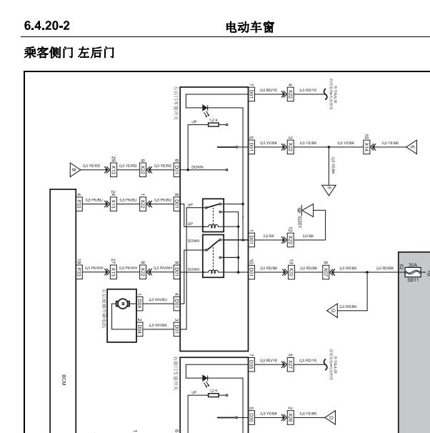 2014-2015年长安CS75 车窗电路图