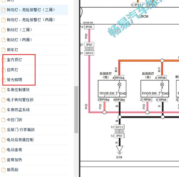 2017-2018年吉利帝豪 室内灯电路图.