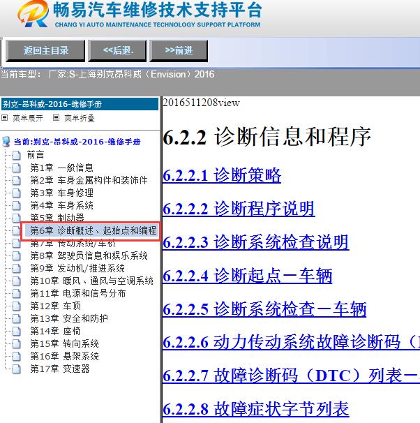 2016年上海别克-昂科威（Envision）诊断维修手册