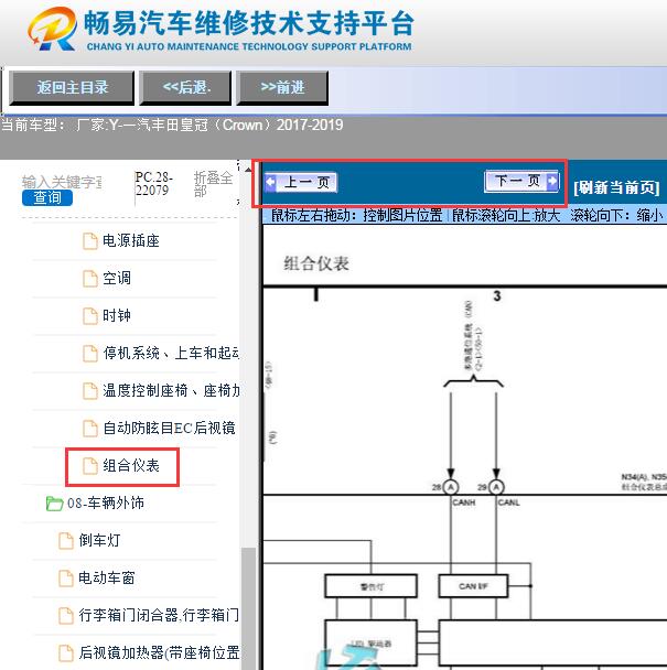 2017年丰田皇冠  仪表线路图