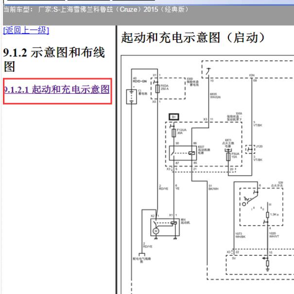 2015年雪佛兰科鲁兹起动电路图