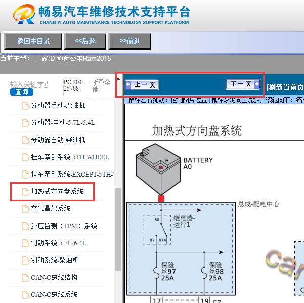 2015年道奇公羊  方向盘加热电路图