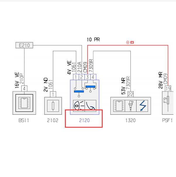 2013年标致3008  四线刹车灯开关