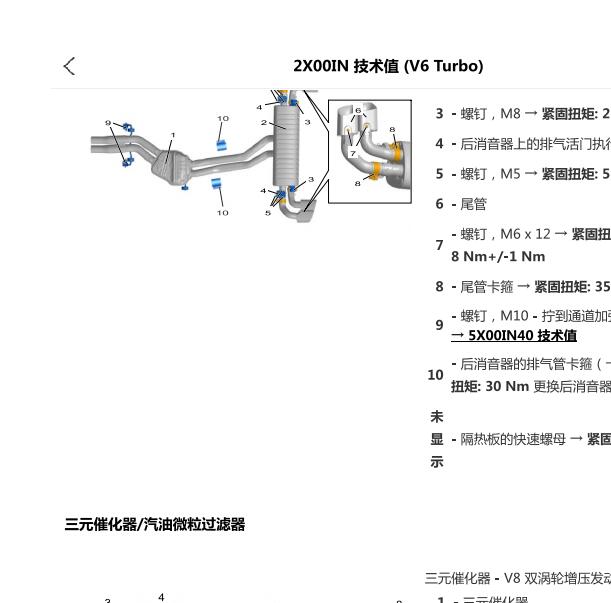 2018年保时捷卡宴 排气系统资料