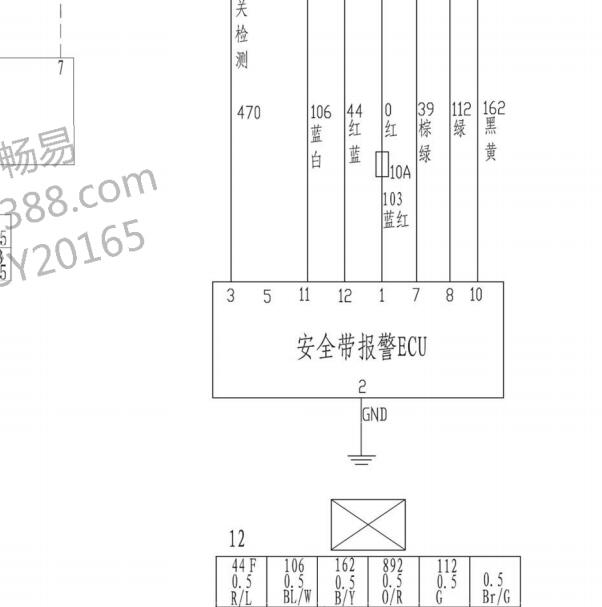 2010年长城哈弗H3安全带报警电路图