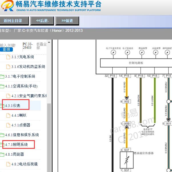 2012-2013年长安欧诺仪表和灯光电路图