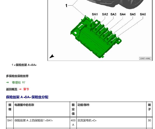 2021年大众途昂保险丝继电器位置