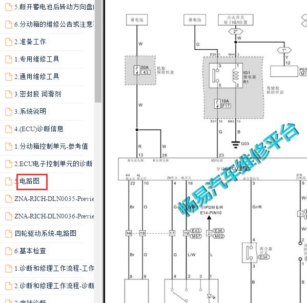 2019年东风日产锐骐四驱电路图