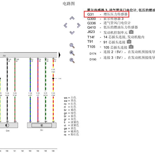 2014年奥迪A4增压压力传感器电路图