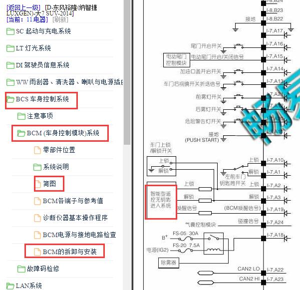 2013年纳智捷大7SUV智能钥匙电路图与维修手册