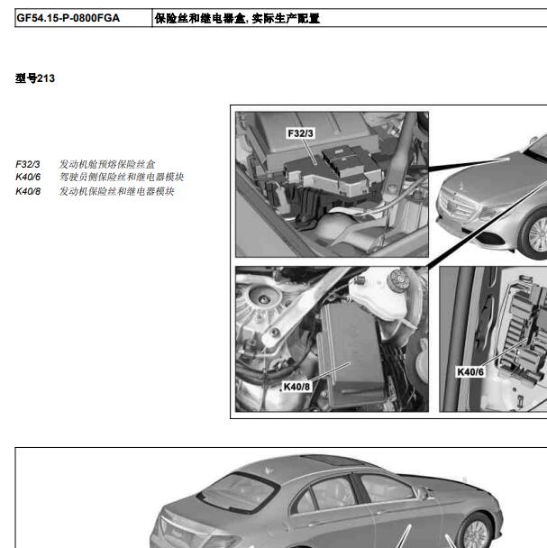 奔驰E300L  保险盒位置