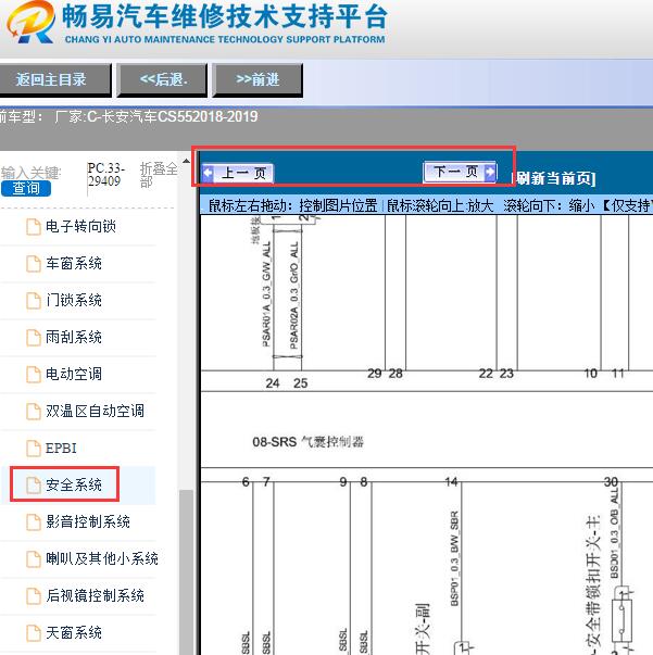 2018-2019年长安CS55气囊电路图