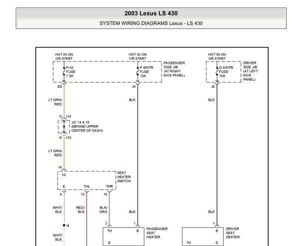2003年丰田LS430座椅加热电路图