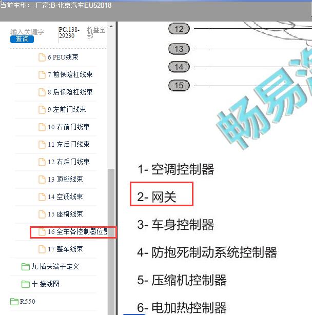2018年北京汽车EU5网关位置
