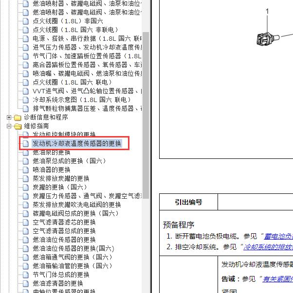 2018-2020年五菱新卡1.8发动机冷却液温度传感器位置