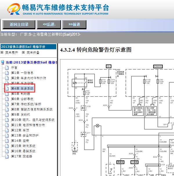 2013年雪佛兰赛欧  转向灯电路图