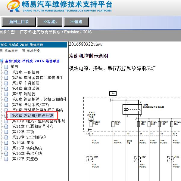 2016年上海别克-昂科威（Envision）发动机电路图